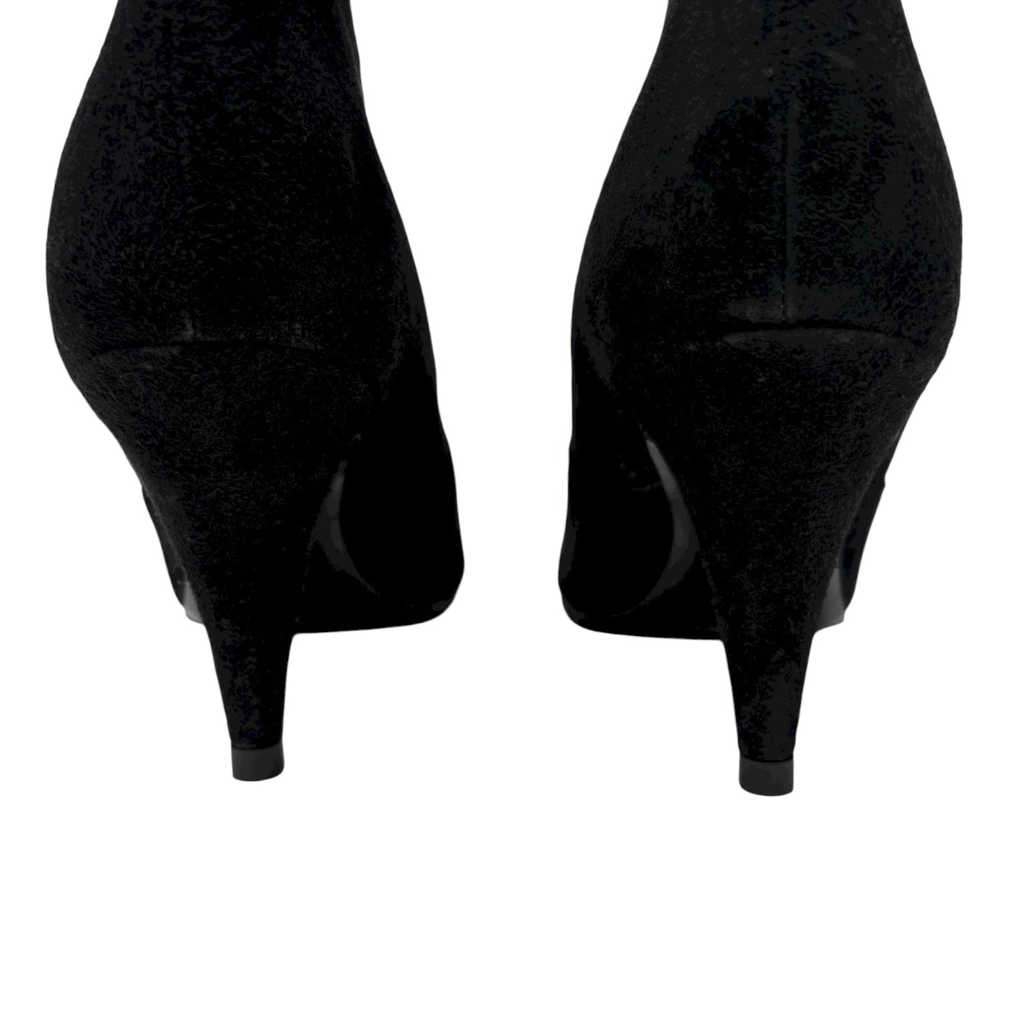 CHANEL Vintage CC Logo Charm Button Ankle Suede Boots Heels #39 Black Gold