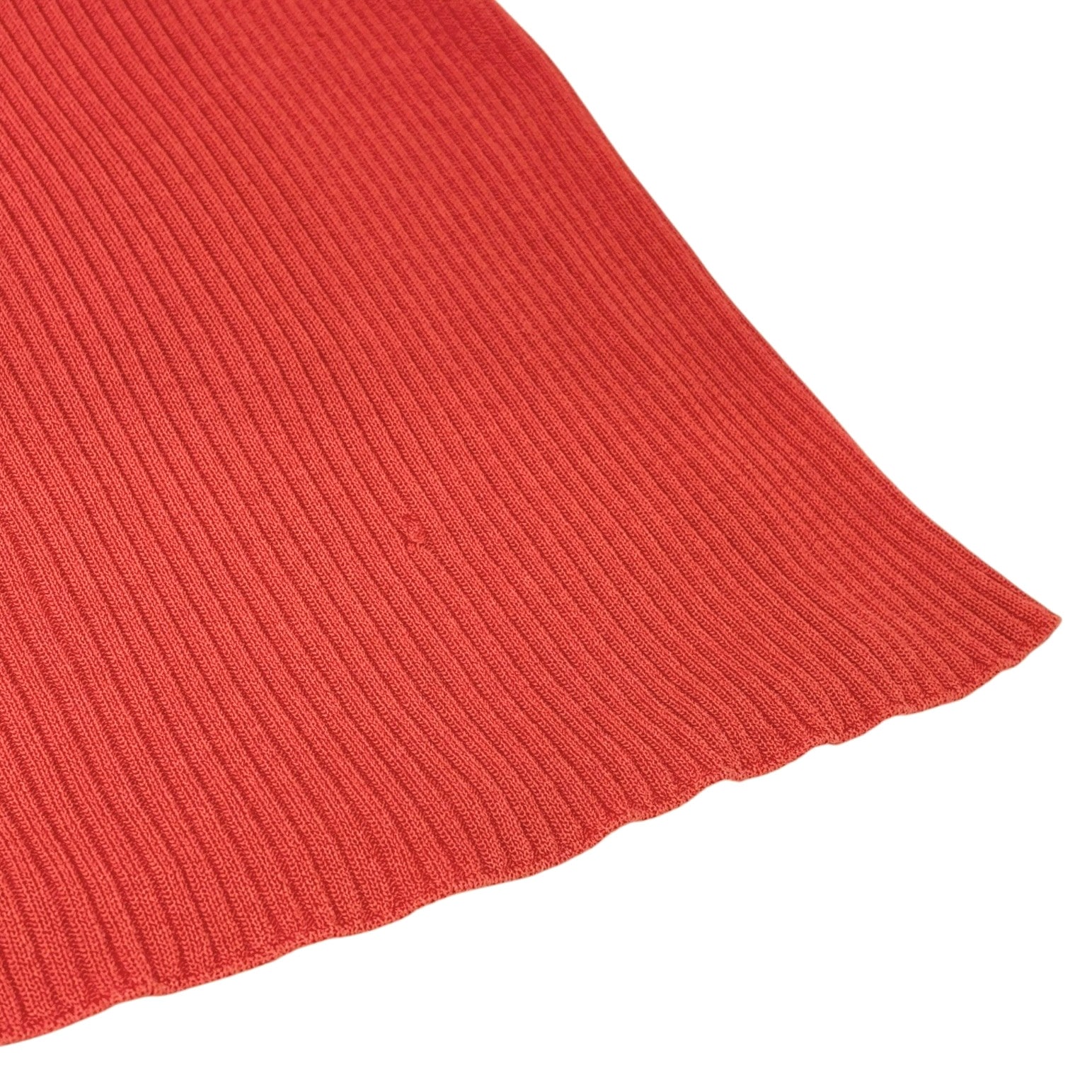 CHANEL Vintage P37822 See-through CC Logo Rib Knit Tank Top Red Cotton Silk