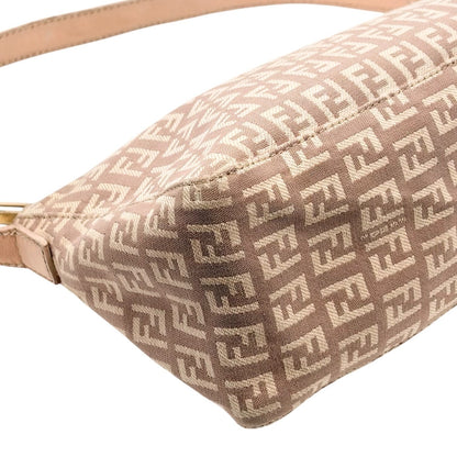 FENDI Vintage Logo Zucchino Monogram Shoulder Bag Pochette Beige Pink 902037