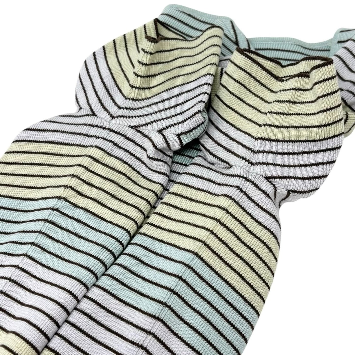 CHANEL Vintage 98P CC Logo Stripe Knit Shirt Top #40 Multicolor Cotton 902213