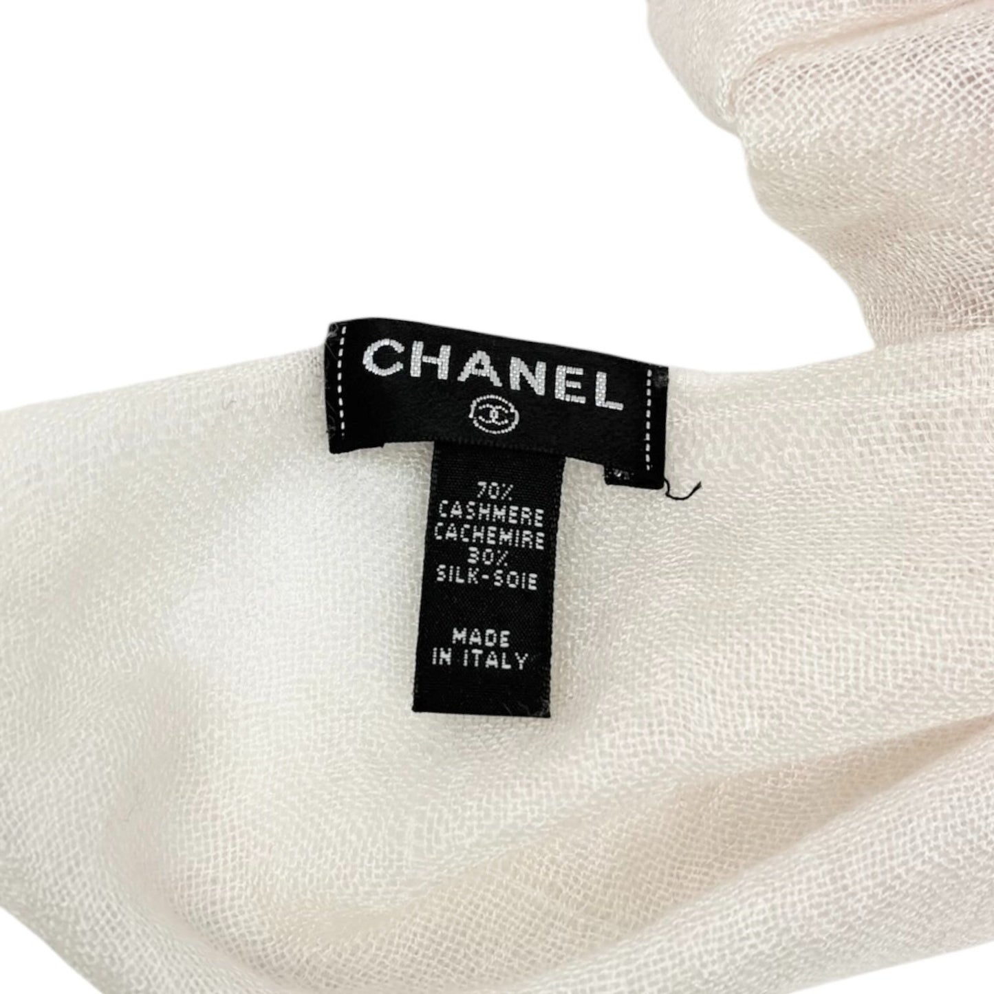 CHANEL Vintage CC Logo Cashmere Scarf Shawl Wrap Gradation Pink Cream