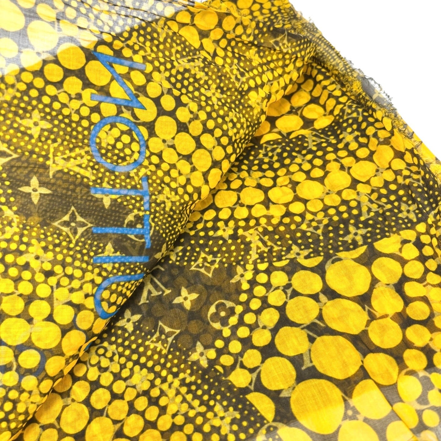 LOUIS VUITTON Vintage LV Logo Monogram Scarf Wrap Shawl Accessory Yellow Dot