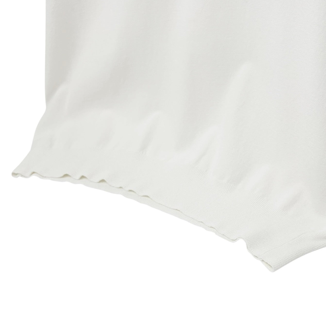 CHANEL Vintage 04C CC Logo Knit T-shirt Top #46 White Cotton See-through Mesh