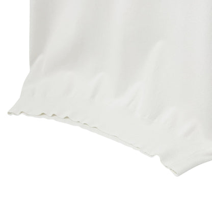 CHANEL Vintage 04C CC Logo Knit T-shirt Top #46 White Cotton See-through Mesh