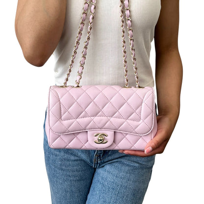 CHANEL Vintage CC Logo Quilted Chian 2way Bag Pink Gold Leather 902322