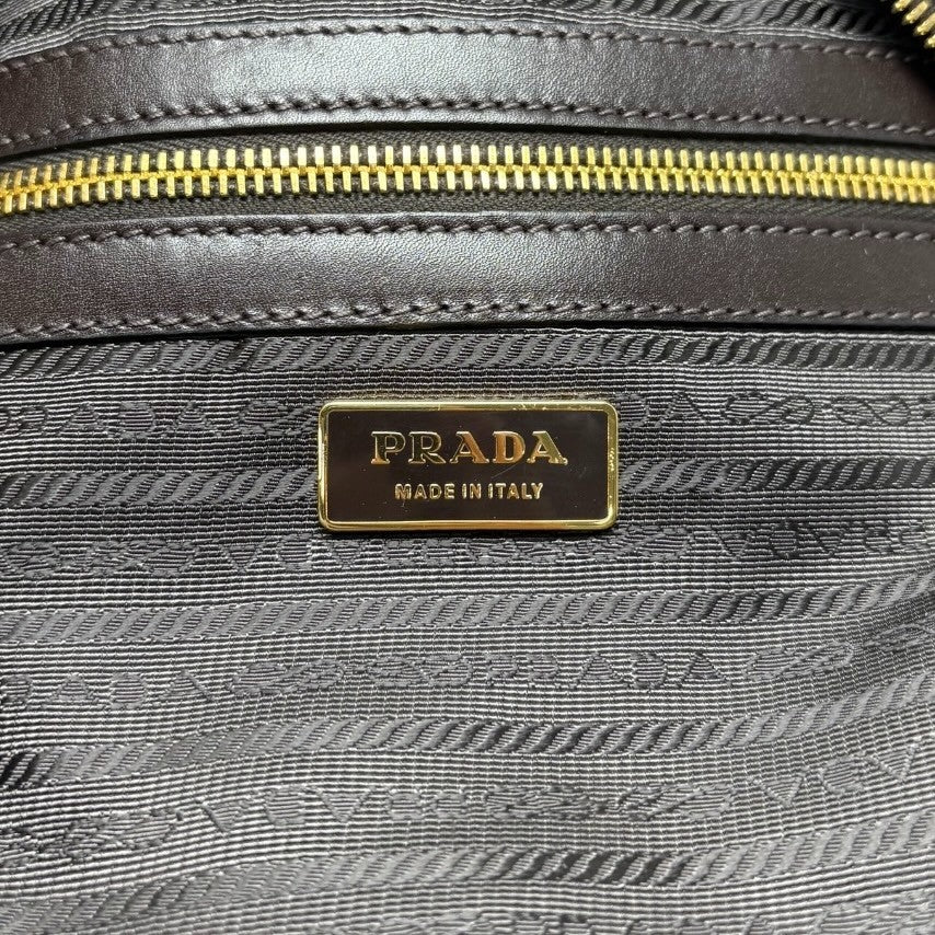 PRADA Vintage Leopard Pony Calf Hair Shoulder Top Handle Bag Cream Brown 902393