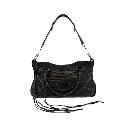 Balenciaga Vintage Classic City Logo 2way Shoulder Leather Bag Black 902461