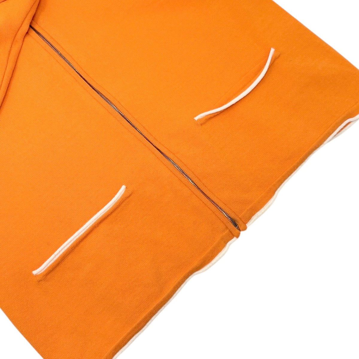CHANEL Vintage P43225 CC Logo Zip Knit Cardigan Top #34 Orange Silver 902840