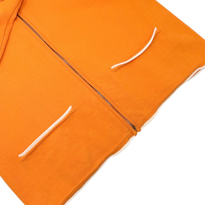 CHANEL Vintage P43225 CC Logo Zip Knit Cardigan Top #34 Orange Silver 902840