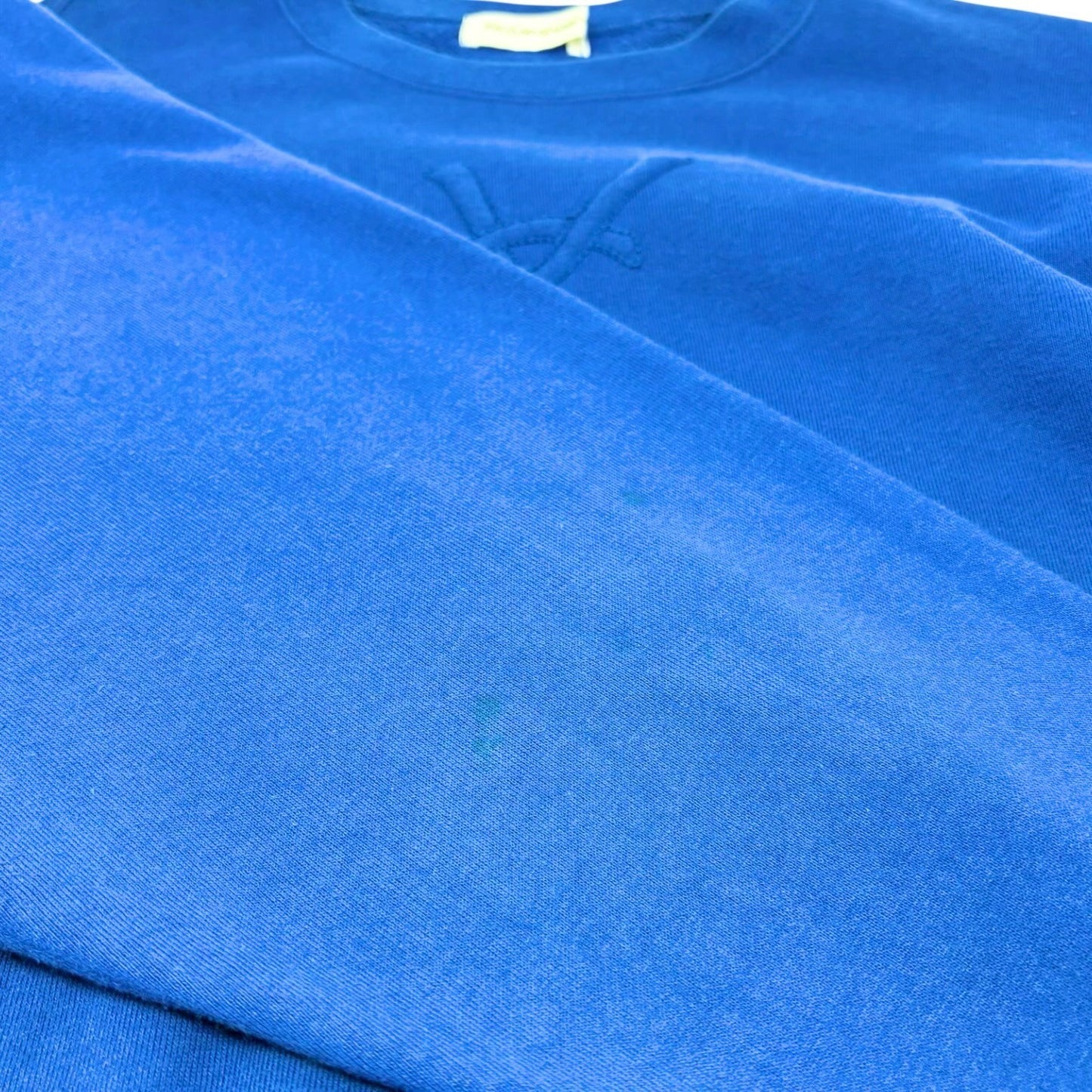 Yves Saint Laurent Vintage Embroidered YSL Big Logo Sweatshirt Top #M Blue