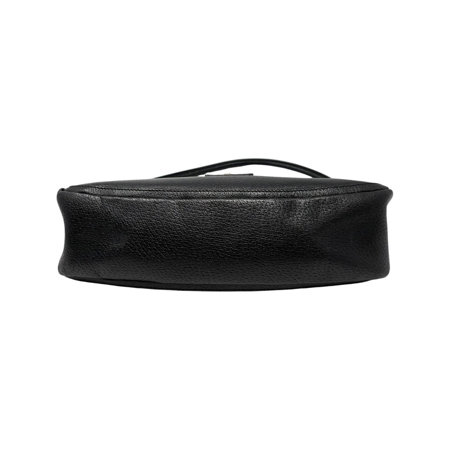 GUCCI Vintage Logo Abbey Shoulder Bag Pochette Black Gold Leather 901850