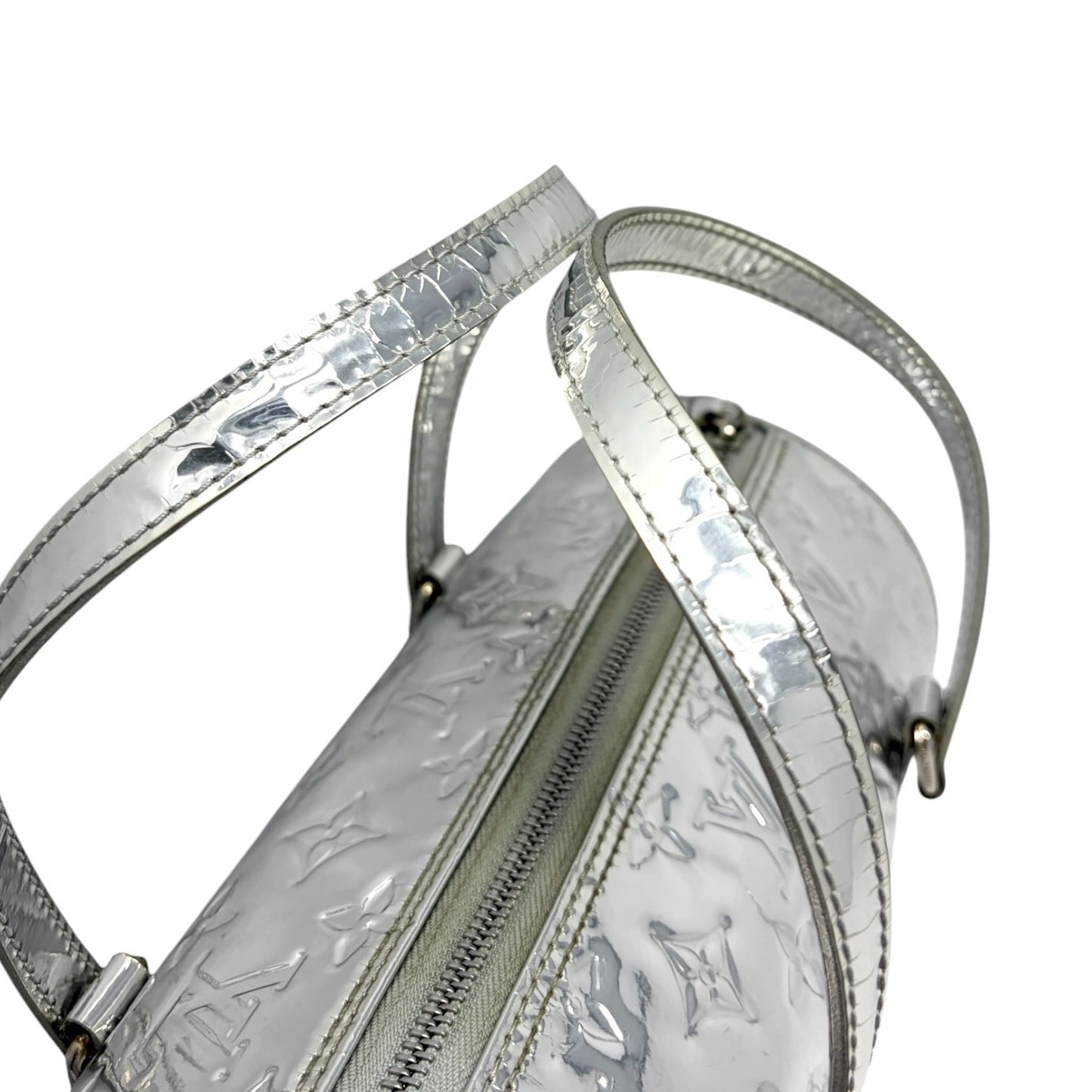 LOUIS VUITTON Vintage LV Monogram Miroir Papillon Barrel Bag Metallic Silver