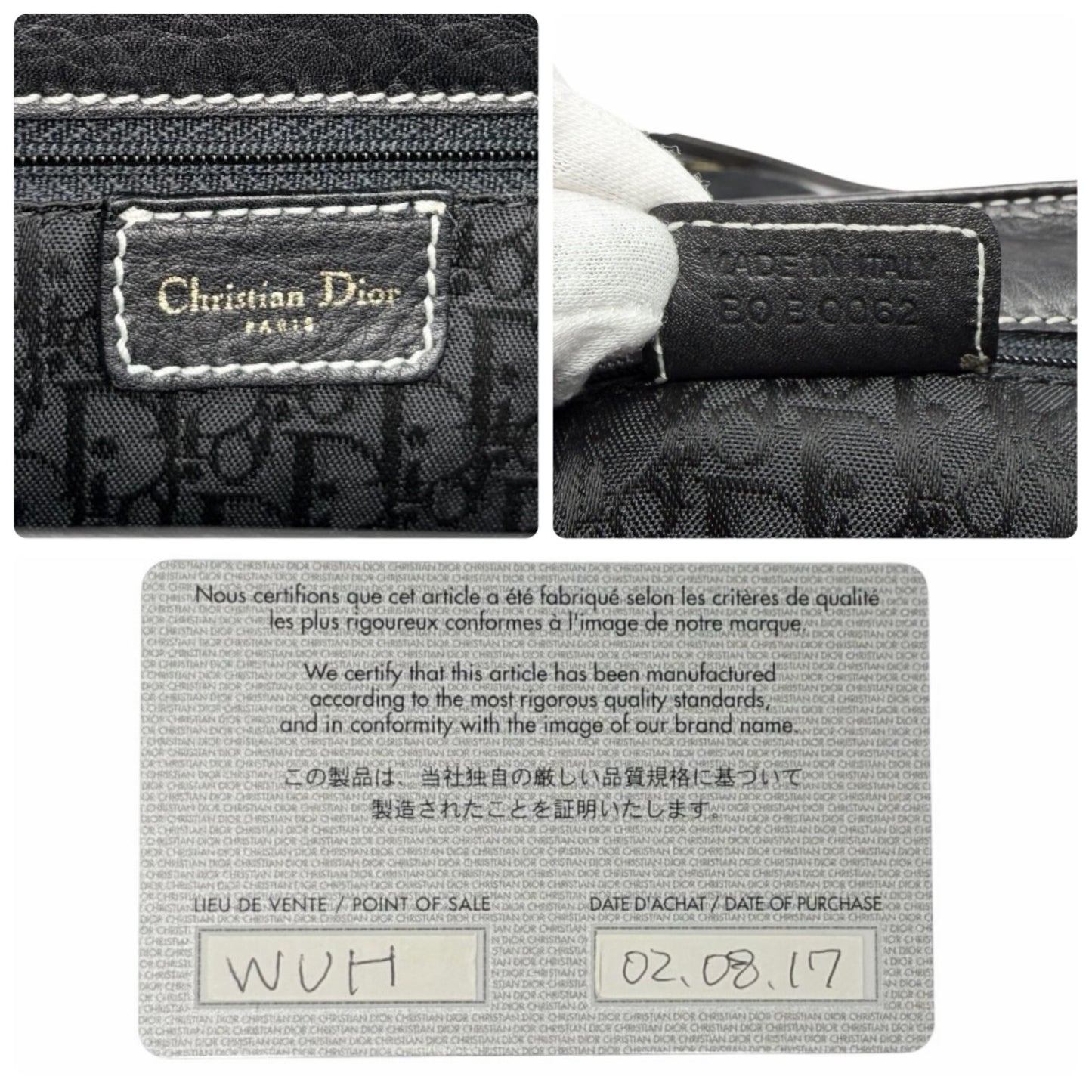 Christian Dior Vintage Double Saddle Stitch 2way Bag  Black Leather 902446