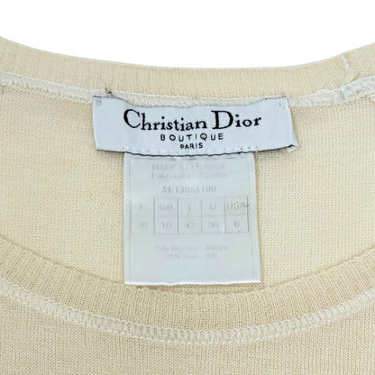 Christian Dior Vintage 2005 Knit T-shirt Top #38 Yellow Cream Wool 902813
