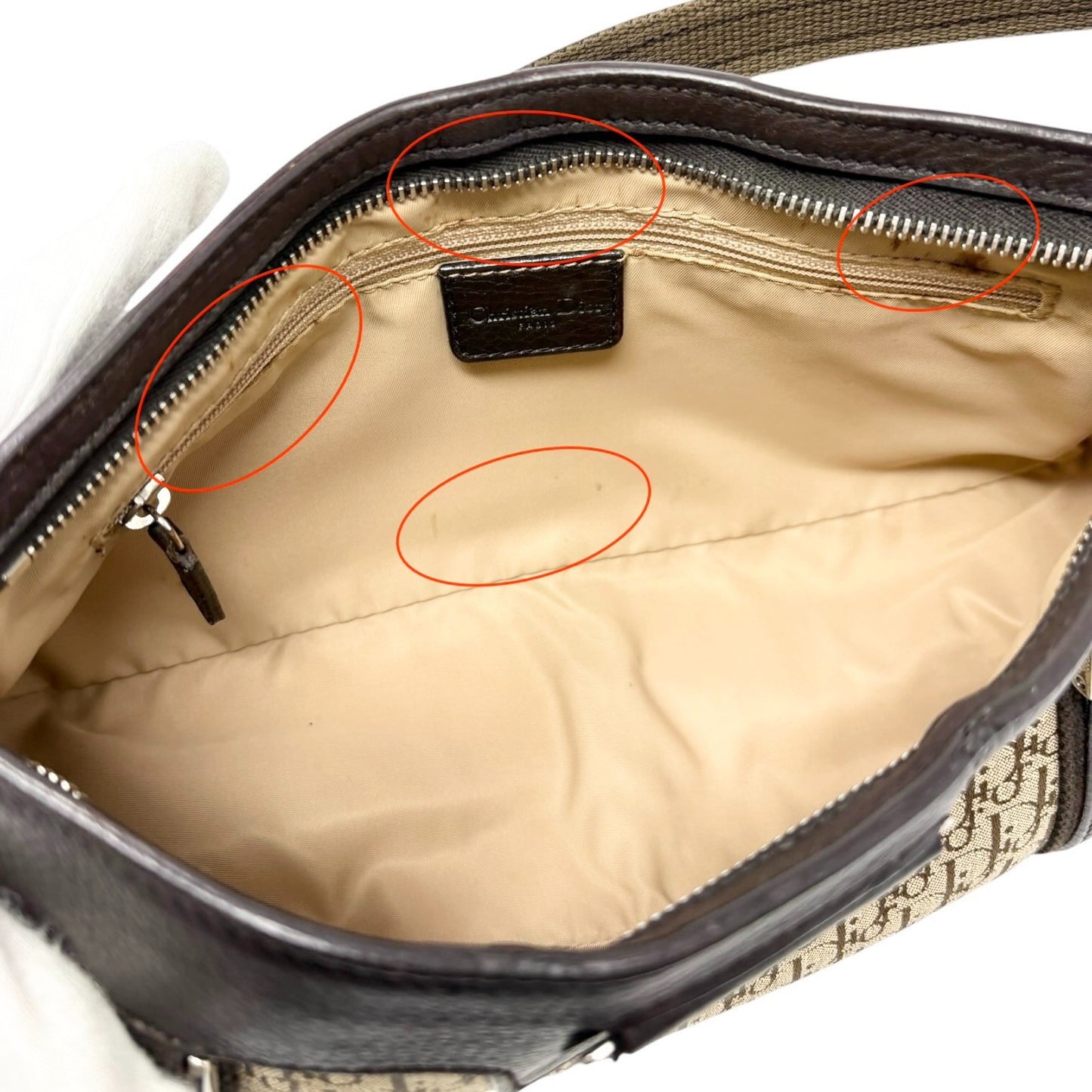 Christian Dior Vintage 2005 Street Chic Monogram Shoulder Bag Beige Brown