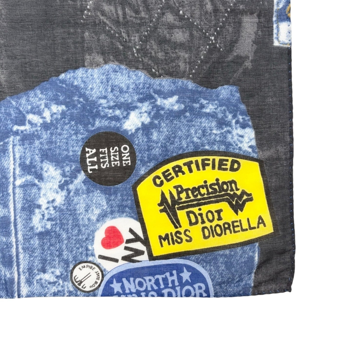 Christian Dior Vintage 2001 Miss Diorella Denim Print Mini Scarf Blue 901844