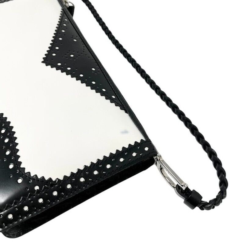 Christian Dior Vintage Trotter Monogram Logo D'trick Shoulder Bag Black Leather