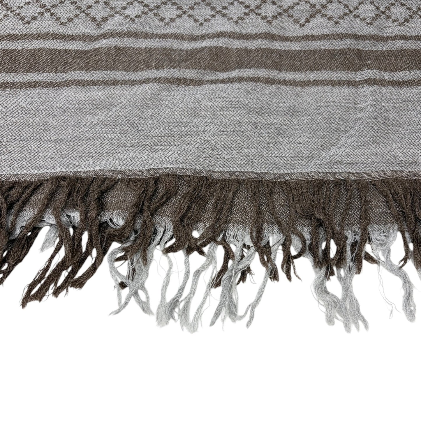 GUCCI Vintage GG Logo Monogram Fox Fur Shawl Scarf Wrap Gray Brown Wool 106918