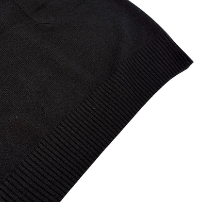 CHANEL Vintage P42027 CC Turnlock Sleeveless Cashmere Knit Dress #36 Black
