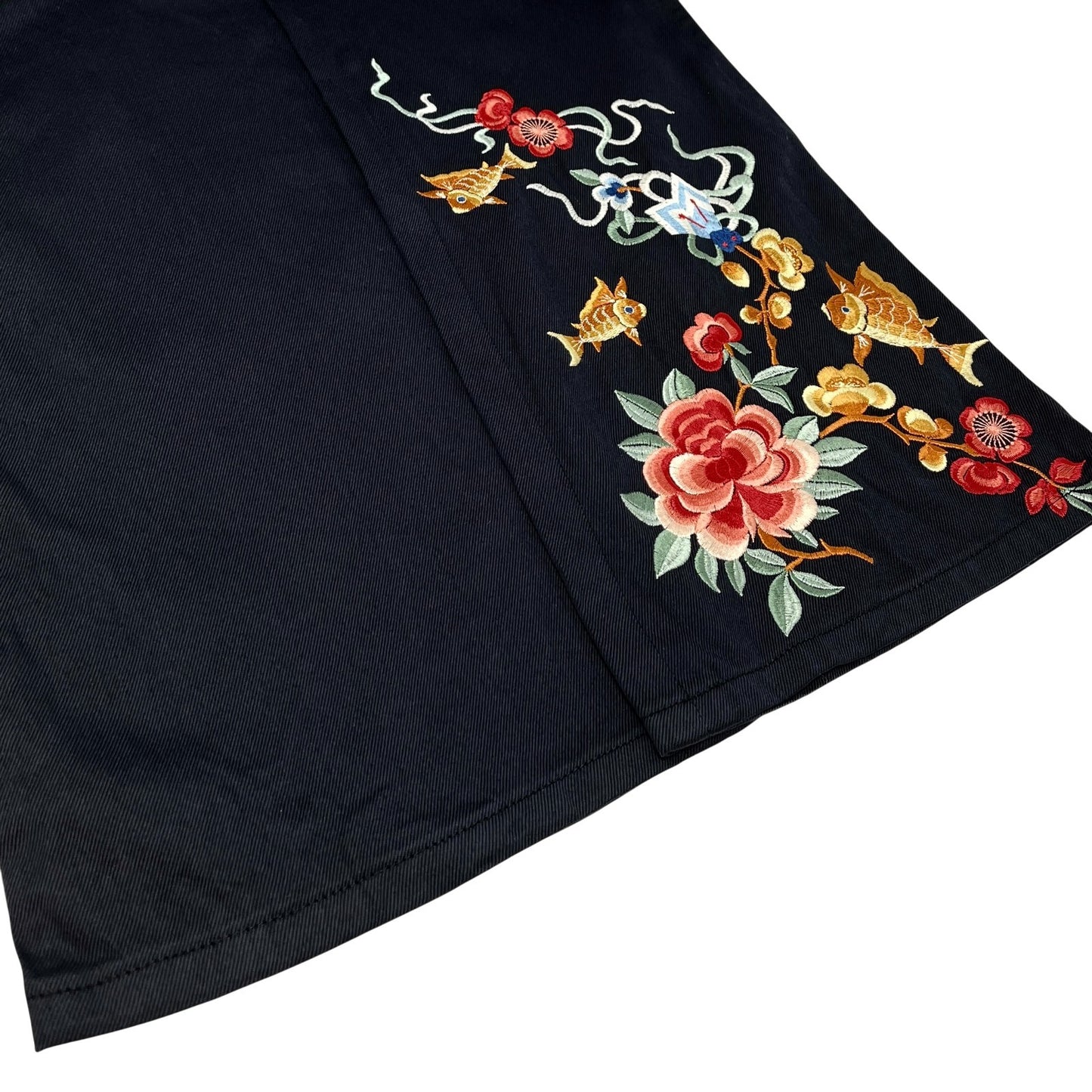 Christian Dior Vintage 2001 Embroidered Pants #36 Button Black Silver Cotton
