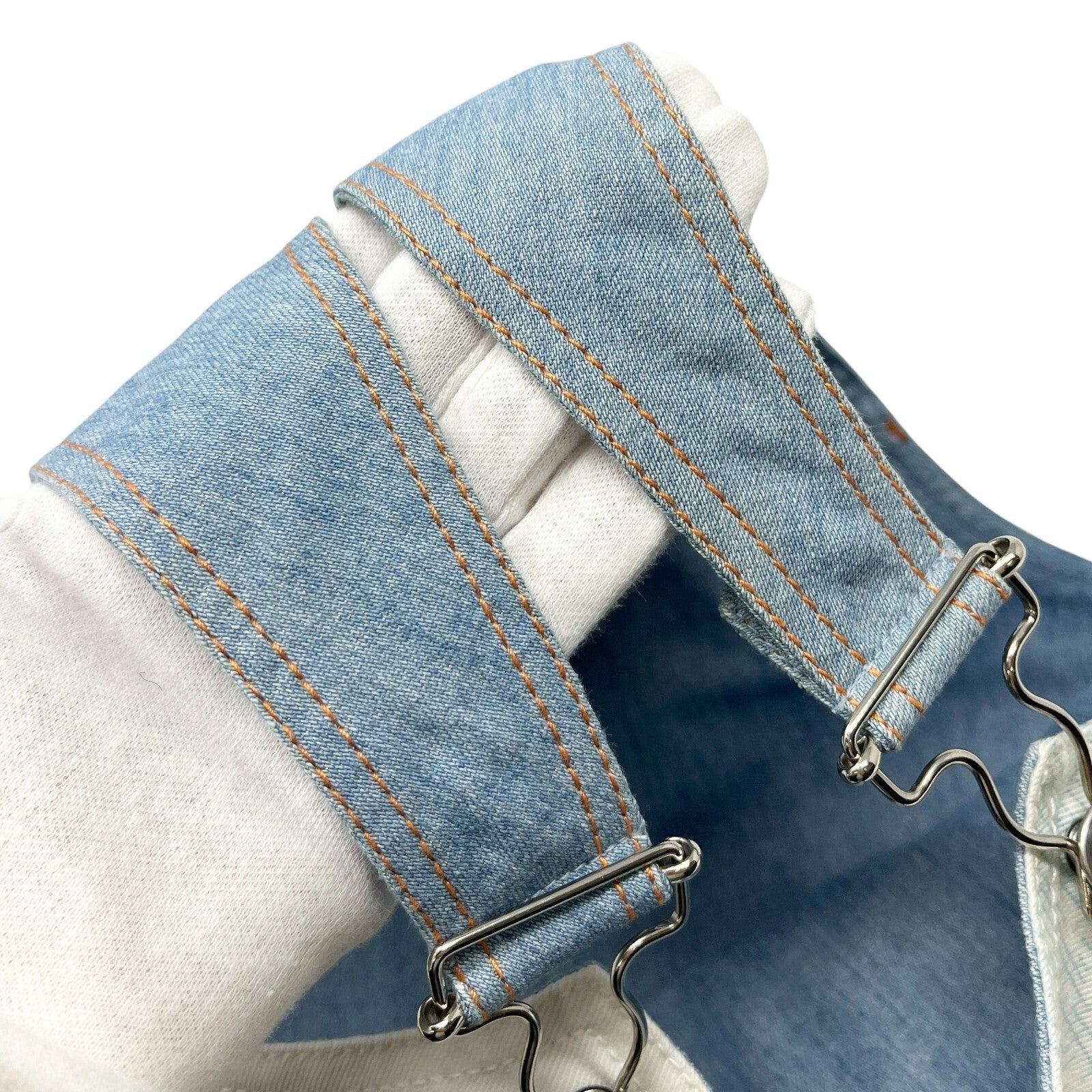 Christian Dior Vintage Cartoon Denim Rompers #8A Overalls Skirt Blue Cotton