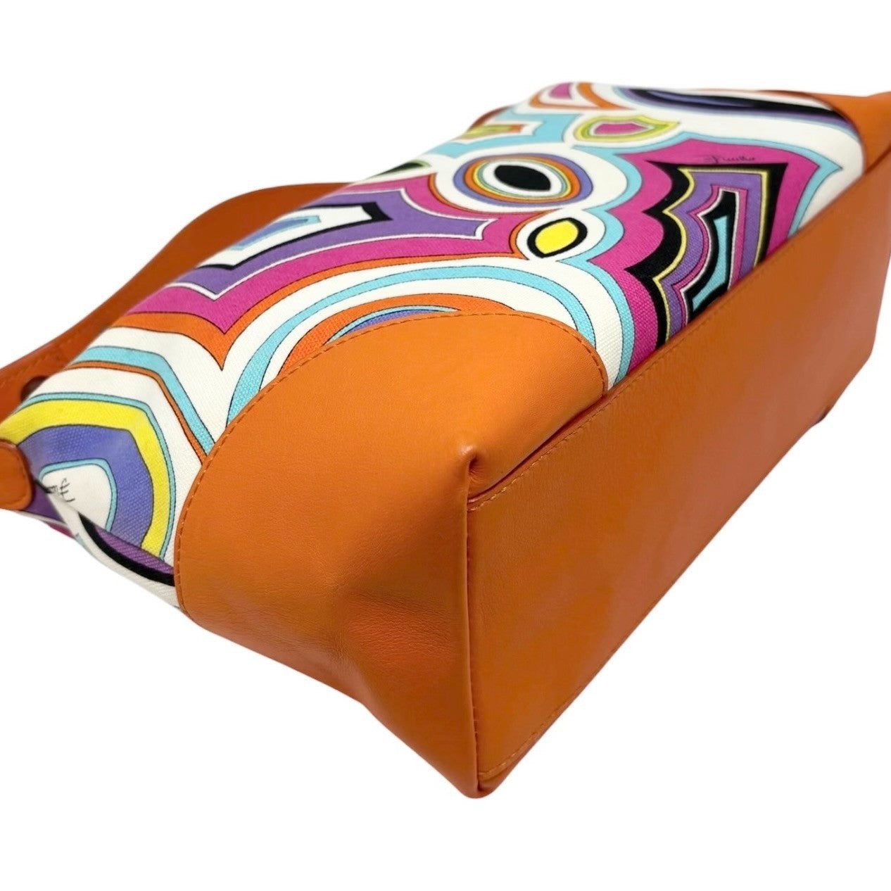 EMILIO PUCCI Vintage Logo Geometric Print Bag Orange Multicolor 901875