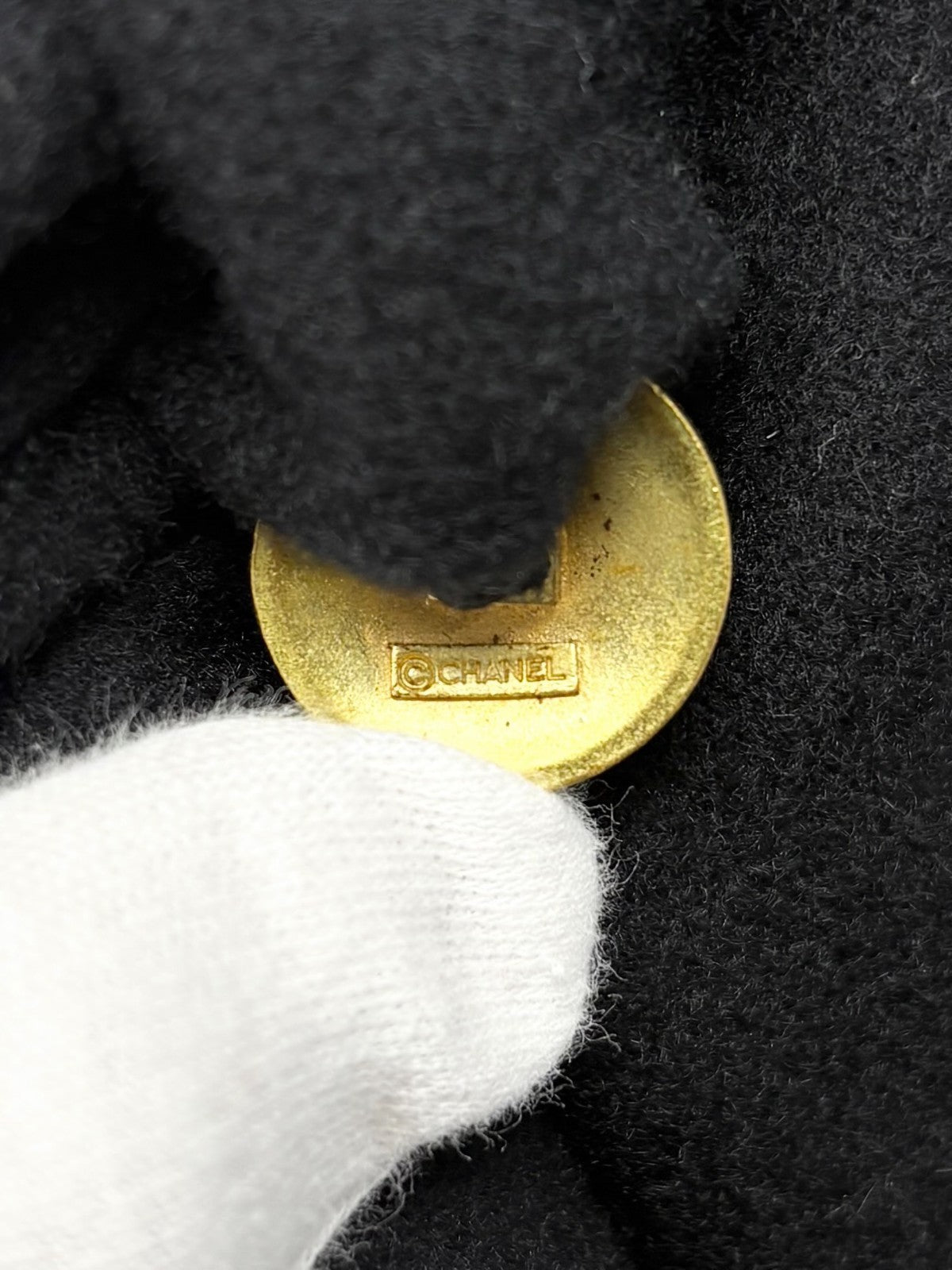 CHANEL Vintage CC Logo Button Cashmere Coat Jacket Belt Black Gold