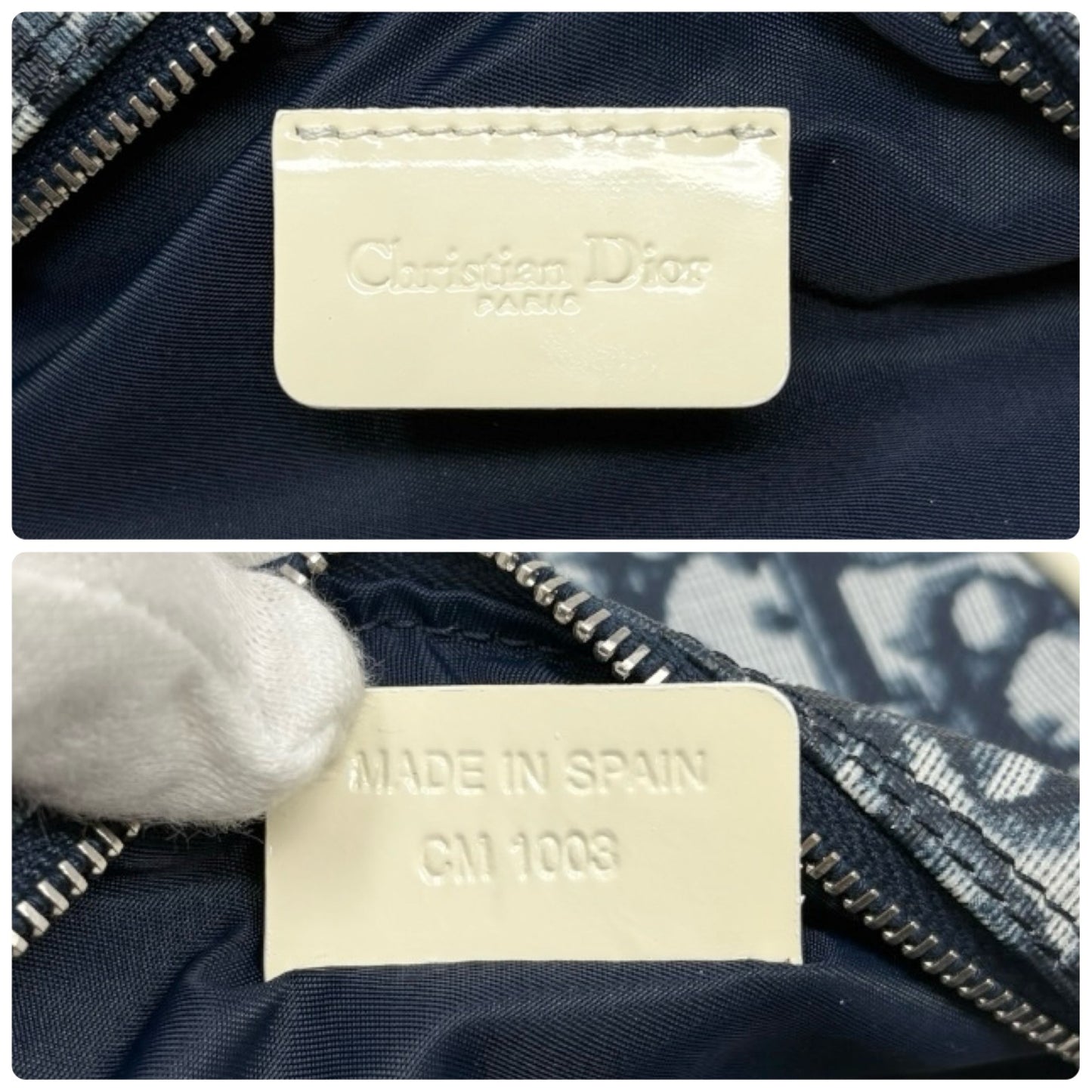 Christian Dior Vintage 2003 Trotter Monogram No.1 Zip Pouch Blue White PVC