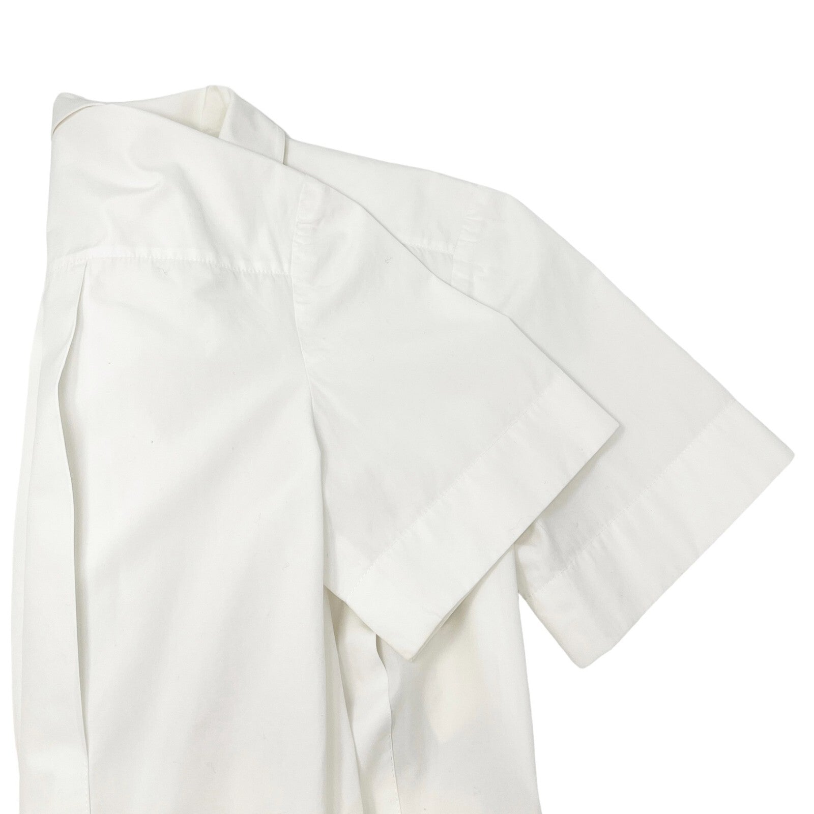 CHANEL Vintage CC Mark Button Cropped Shirt Top White Gold Cotton Rank AB+