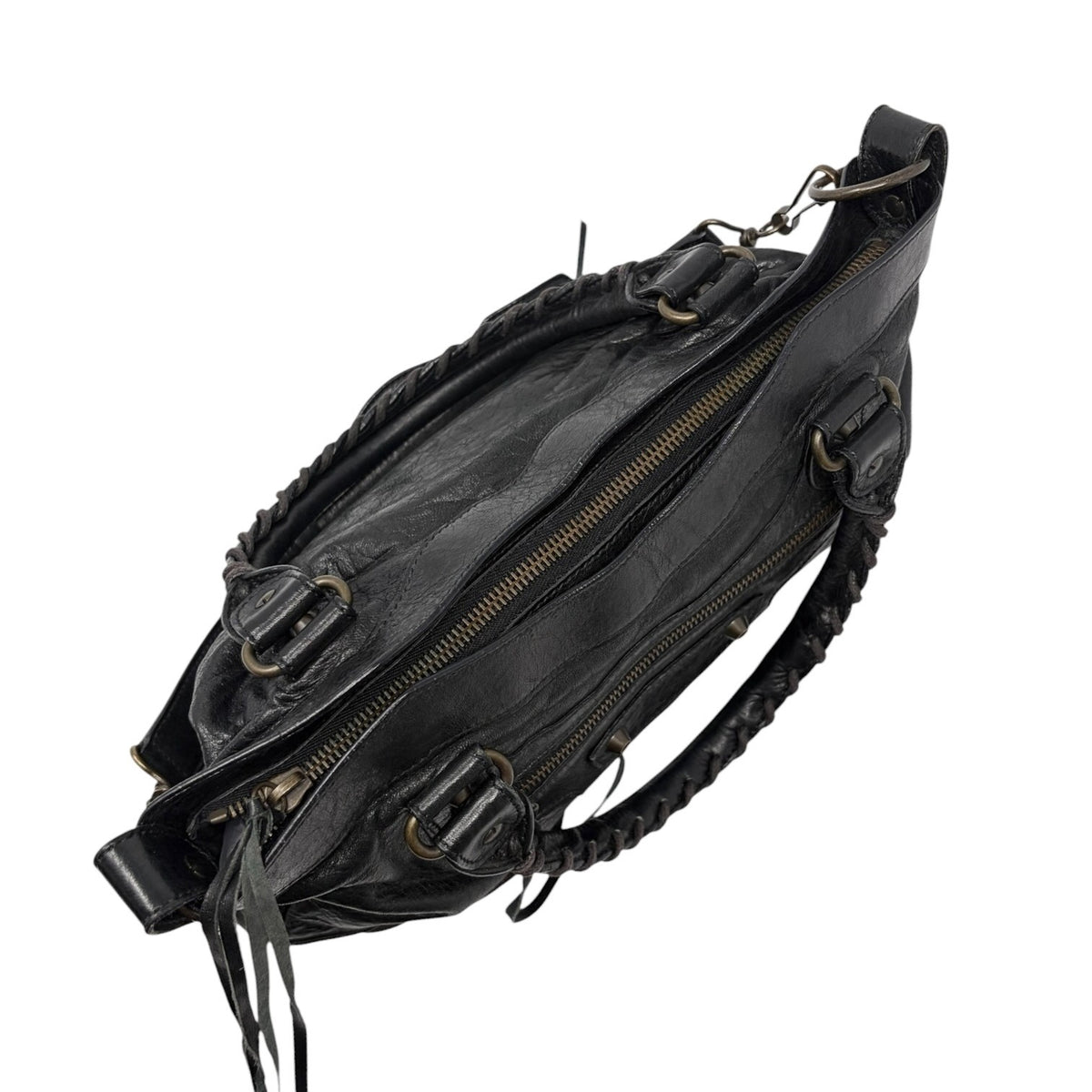 Balenciaga Vintage Classic City Logo 2way Shoulder Leather Bag Black 902461