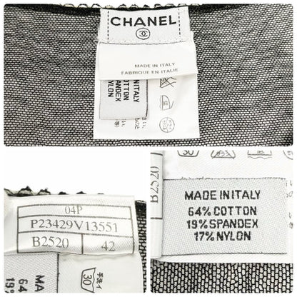 CHANEL Vintage 04P CC Logo No.5 Mesh Overlay Top #42 Gray Lace 901865