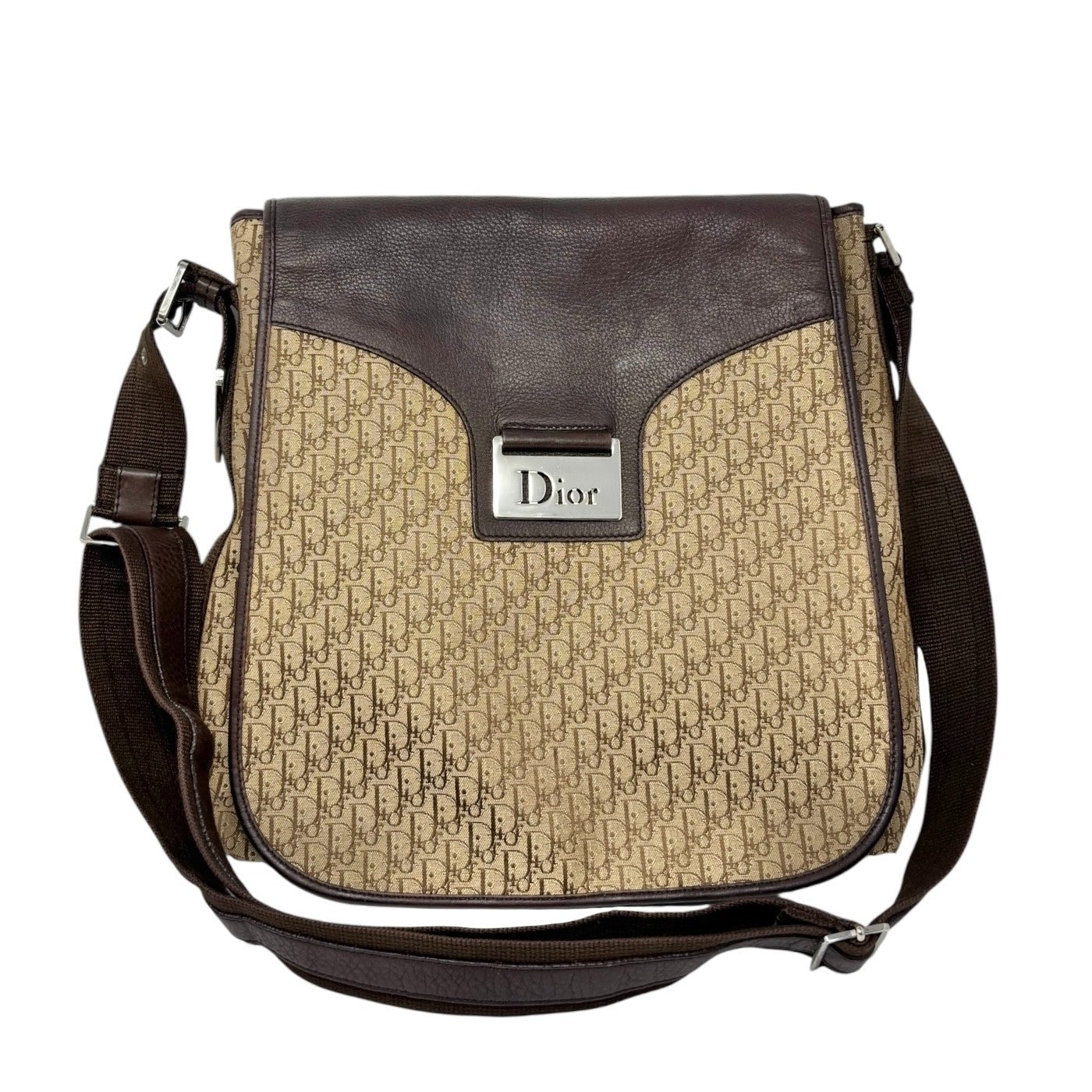 Christian Dior Vintage 2005 Street Chic Trotter Monogram Crossbody Bag Brown
