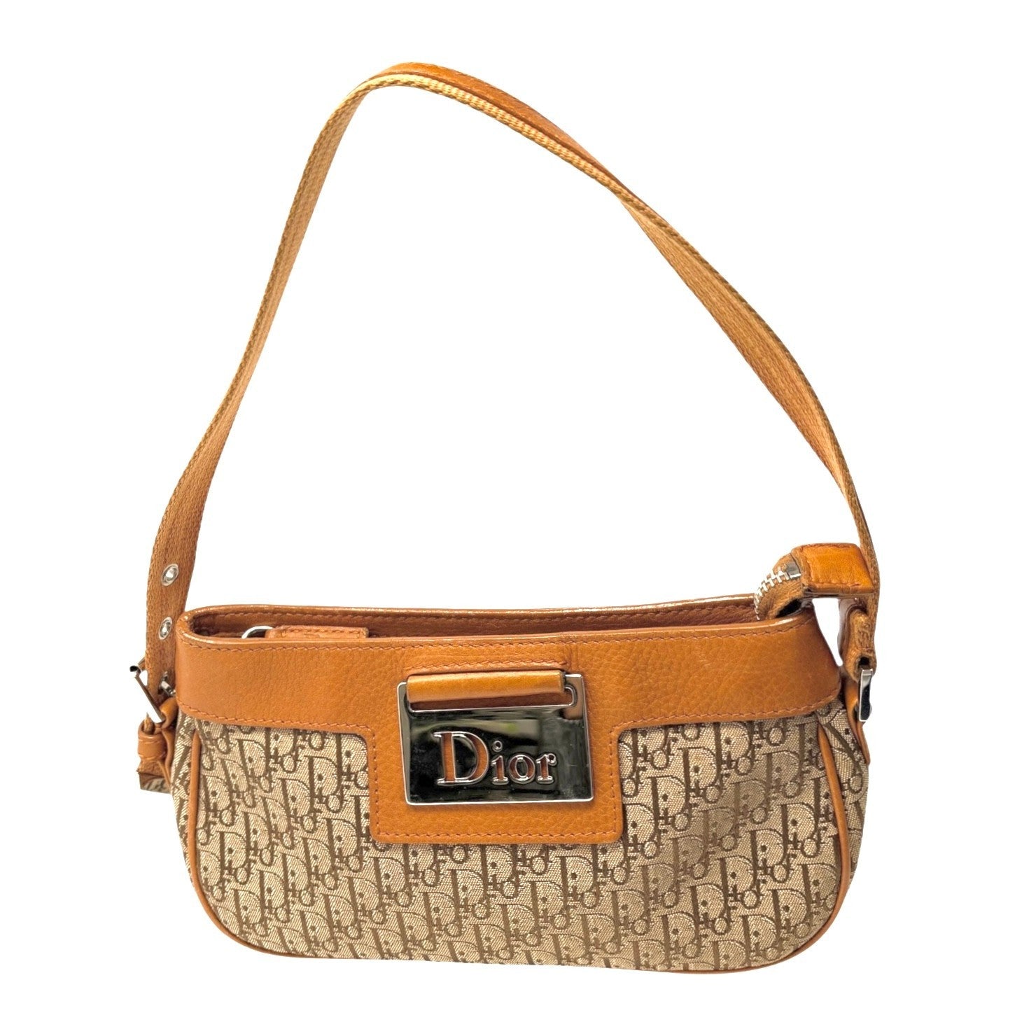 Christian Dior Vintage 2005 Trotter Monogram Street Chic Shoulder Bag Brown