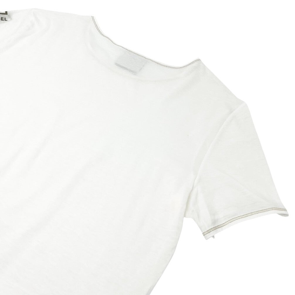 CHANEL Sport Vintage 06P CC Mark Logo T-shirt Top #38 White Gold Cotton