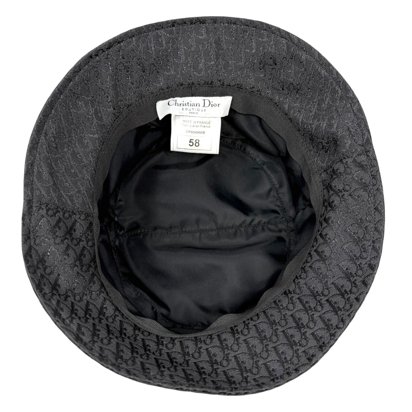 Christian Dior Vintage Columbus Trotter Monogram Bucket Hat Black Silver 901817
