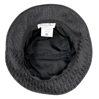 Christian Dior Vintage Columbus Trotter Monogram Bucket Hat Black Silver 901817