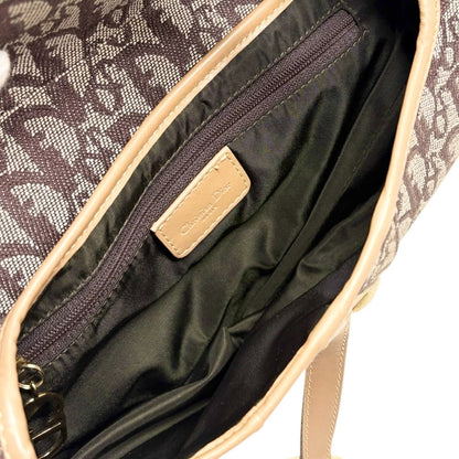 Christian Dior Vintage Trotter Monogram Saddle Bag Brown  Gold Canvas 902327