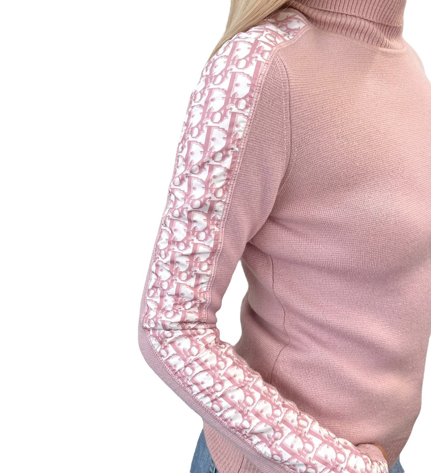 Christian Dior Vintage 2004 Trotter Monogram Ribbed Sweater #36 Knit Top Pink