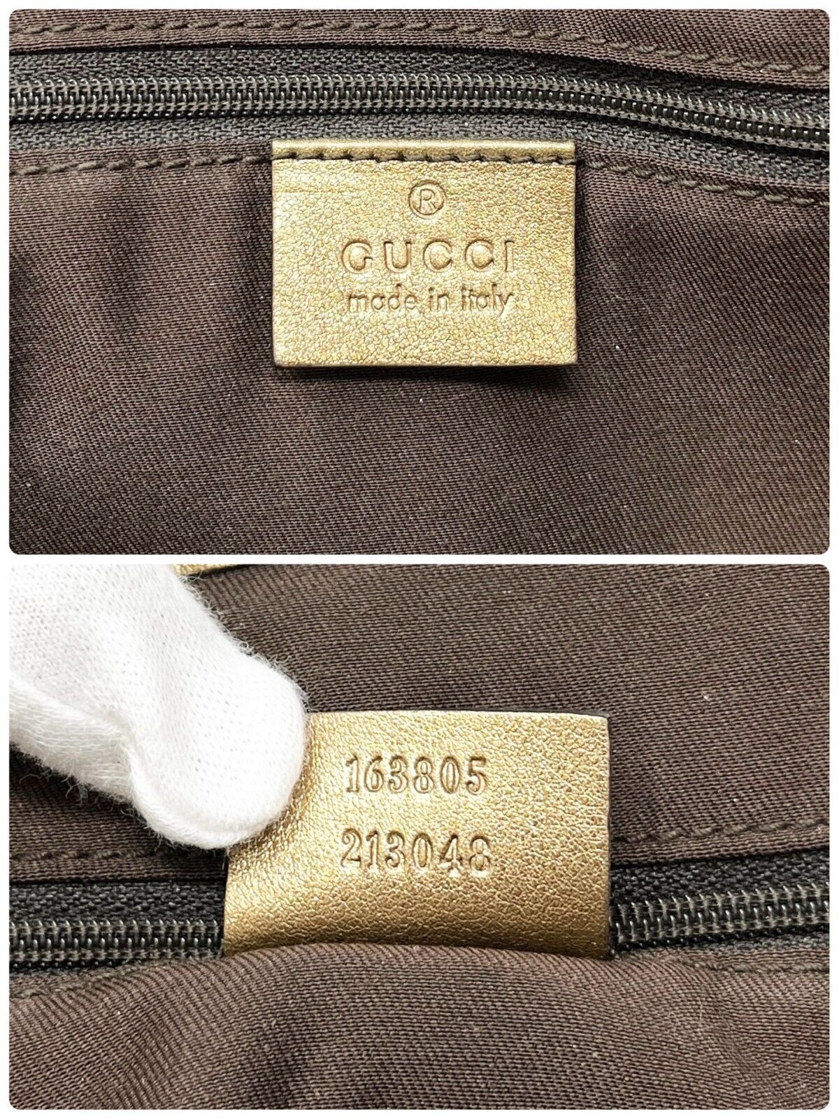 GUCCI Vintage GG Monogram Logo Princy Shoulder Bag Brown Gold Satin Leather