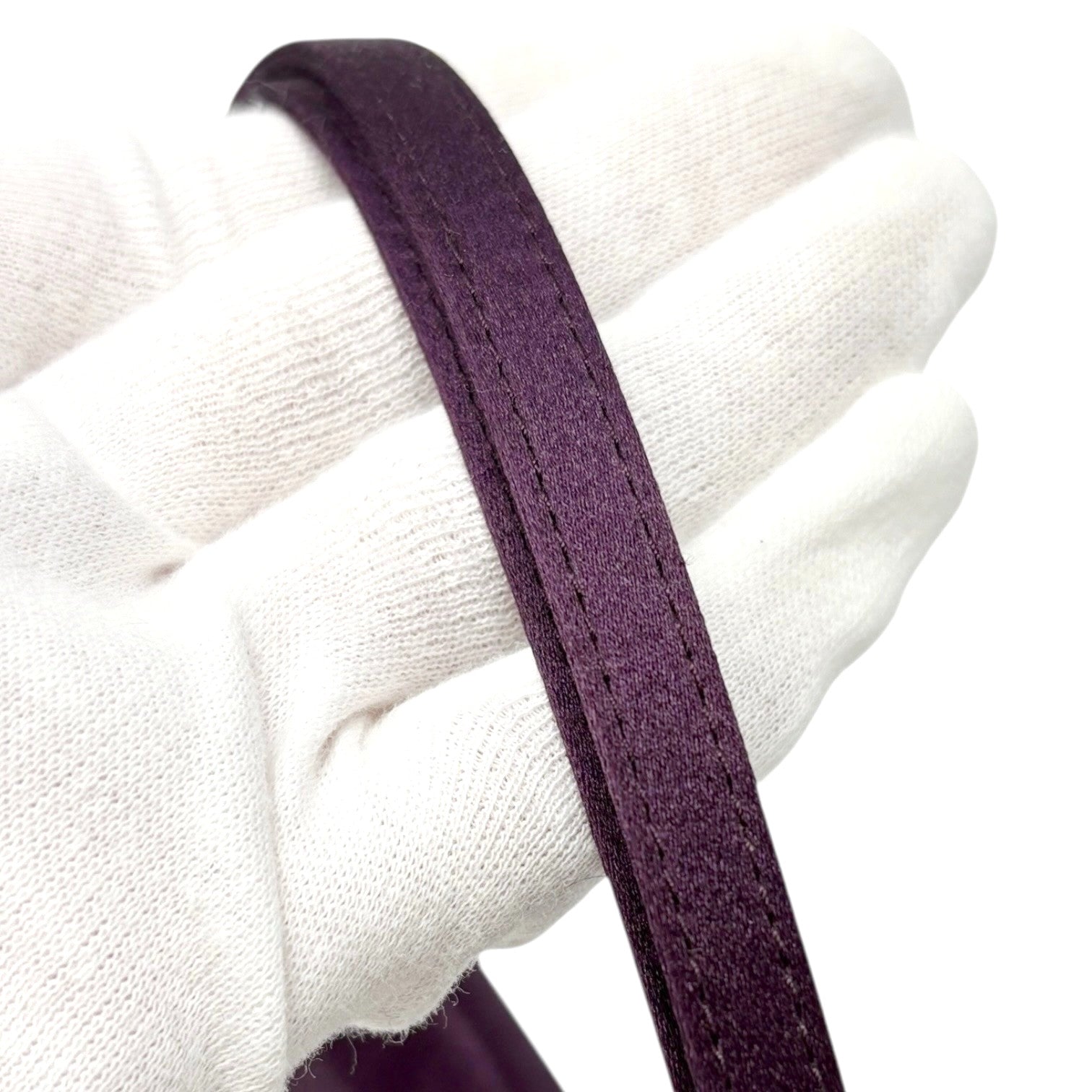 PRADA Vintage Triangle Logo Satin Shoulder Mini Bag Handbag Purple Silver