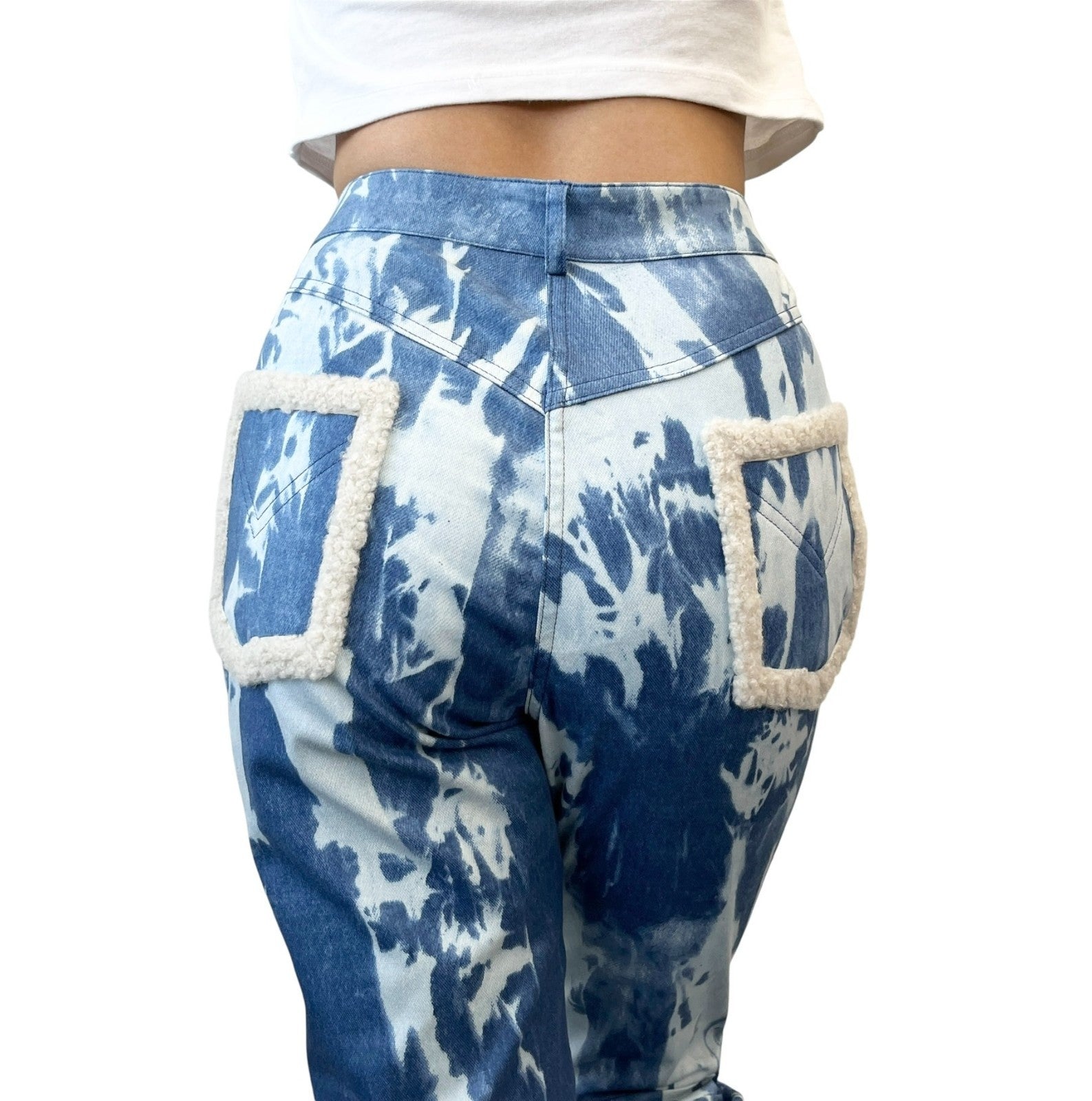 Christian Dior Vintage 2000 John Galliano Tie-Dye Denim Pants #38 Boa Blue