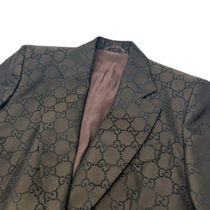 GUCCI Vintage GG Monogram Logo Jacket Pants Set Suit #38 Brown Polyester RankAB+