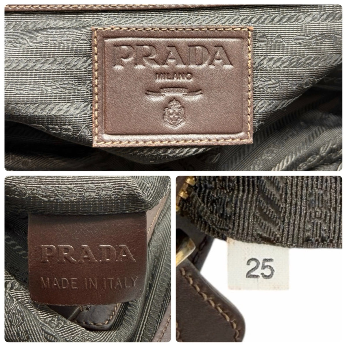 PRADA Vintage Milano Jacquard Shoulder Boston Bag Brown Gold 902455