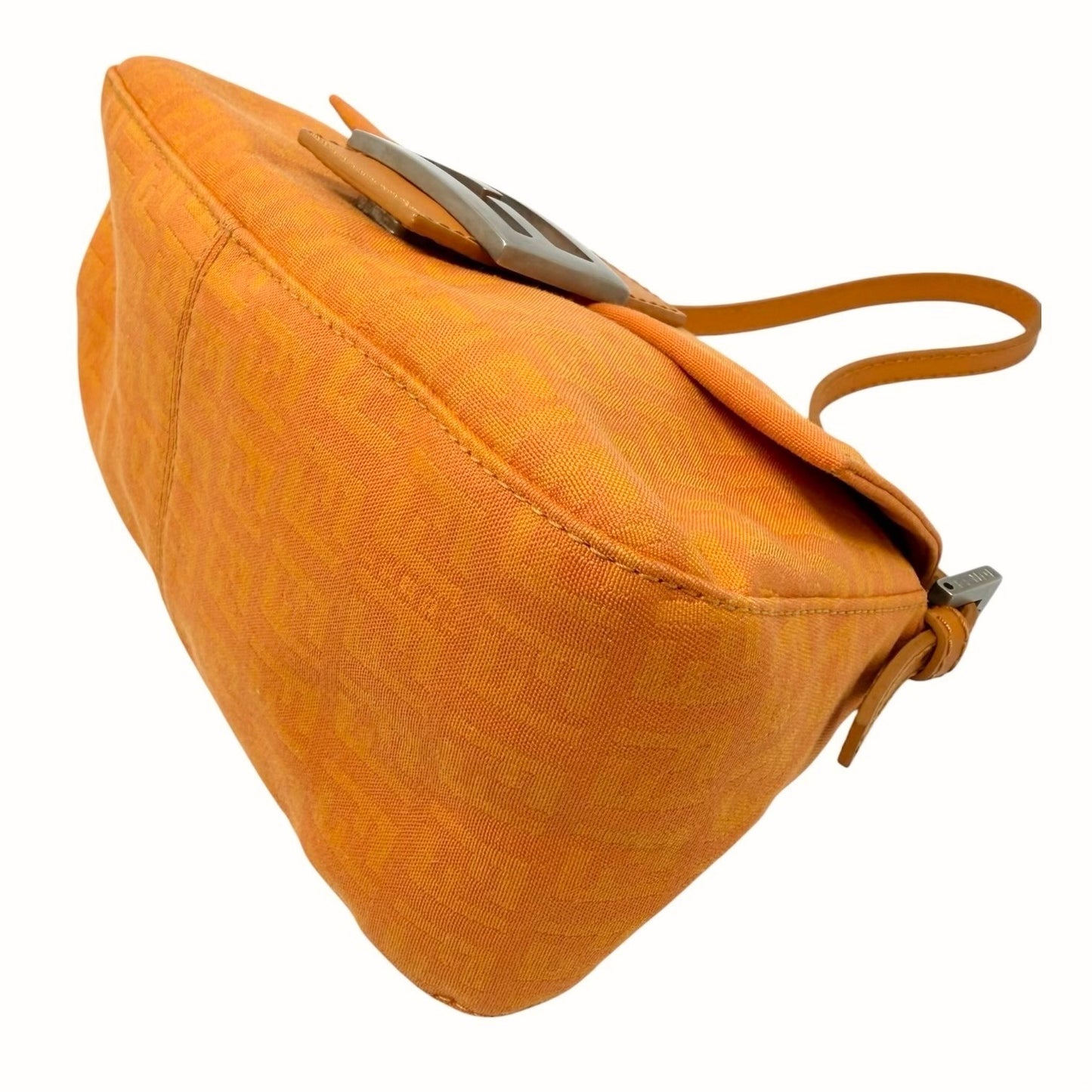 FENDI Vintage Logo Zucchino Mamma Baguette Mini Shoulder Bag Orange 902036