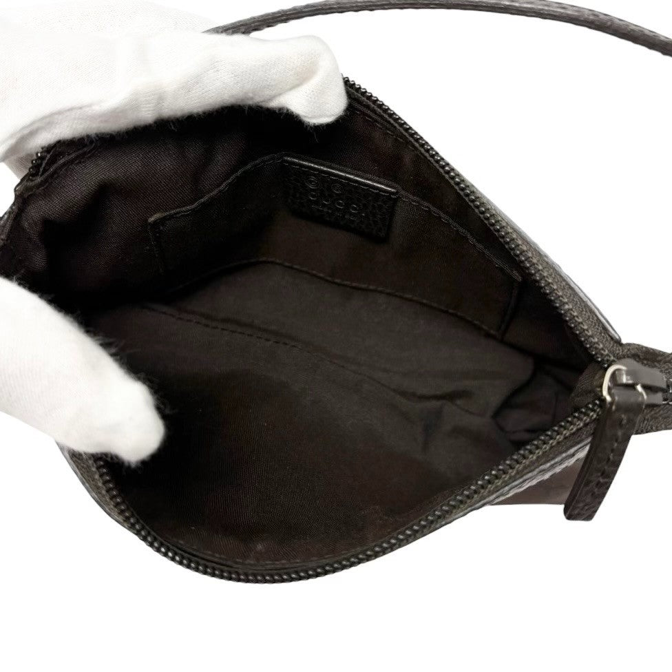 GUCCI Vintage GG Monogram Mini Shoulder Bag Pochette Brown Nylon 902311