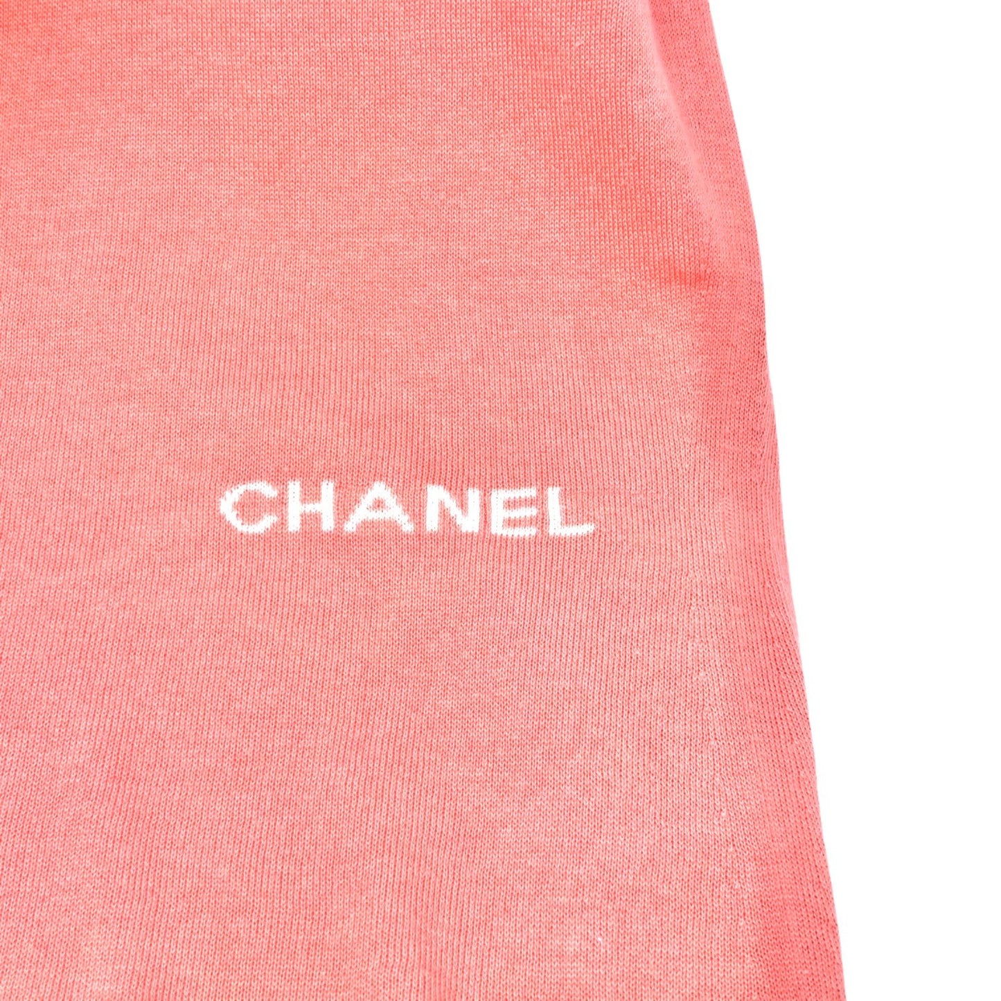 CHANEL Vintage 04P CC Logo Knit Top #38 Pink Orange Short Sleeve Round Neck