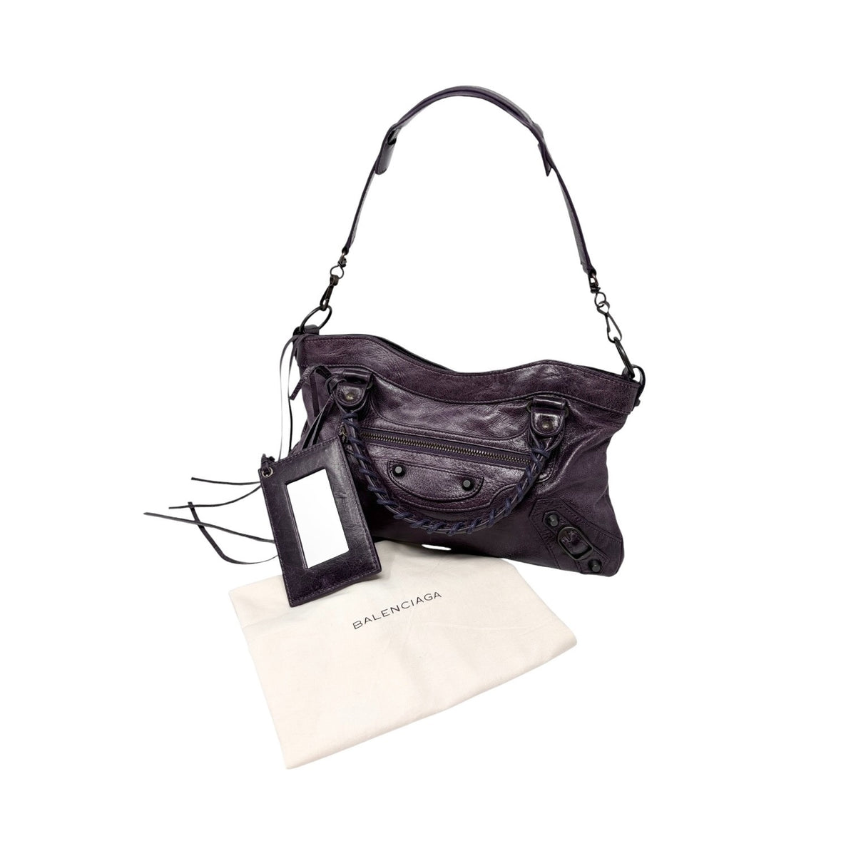 Balenciaga Vintage Classic City Mirror 2way Shoulder Leather Bag Purple 902462