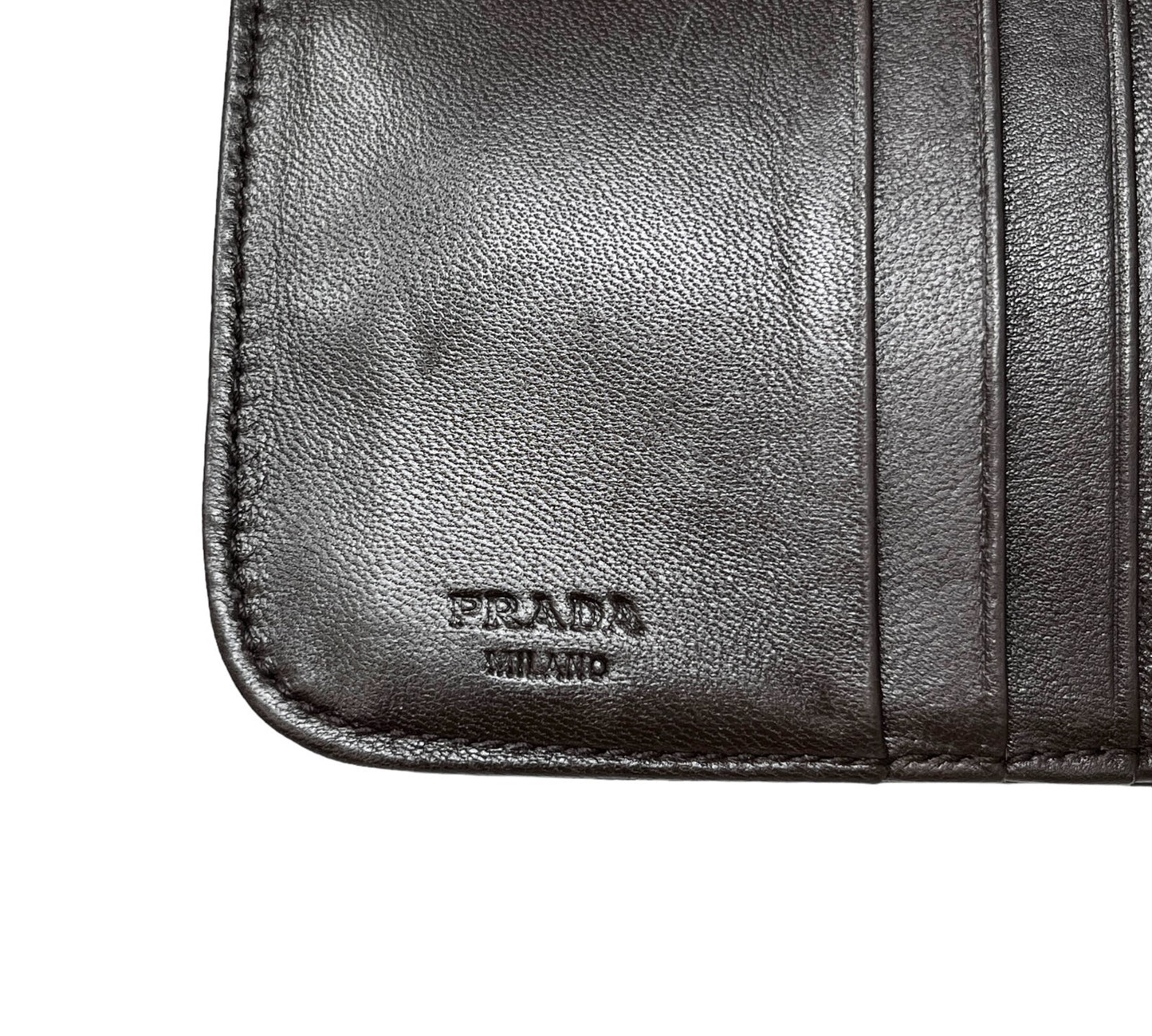 PRADA Vintage Logo Animal Print Wallet Calf Hair Zip Snap Brown Gold RankAB