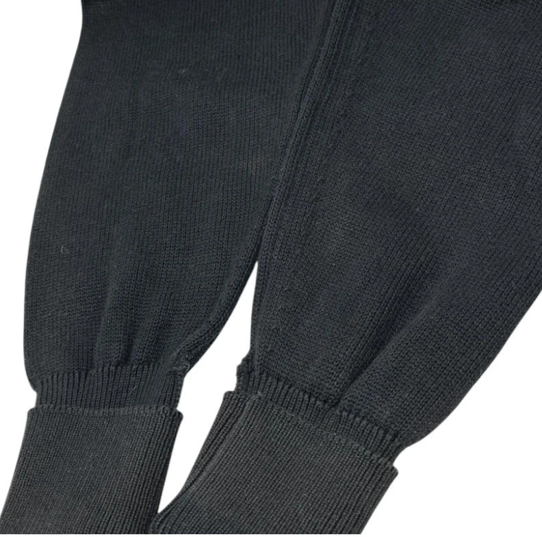 CHANEL Vintage CC Logo Cardigan Bi-color Sweater #M Button Cream Black Cotton