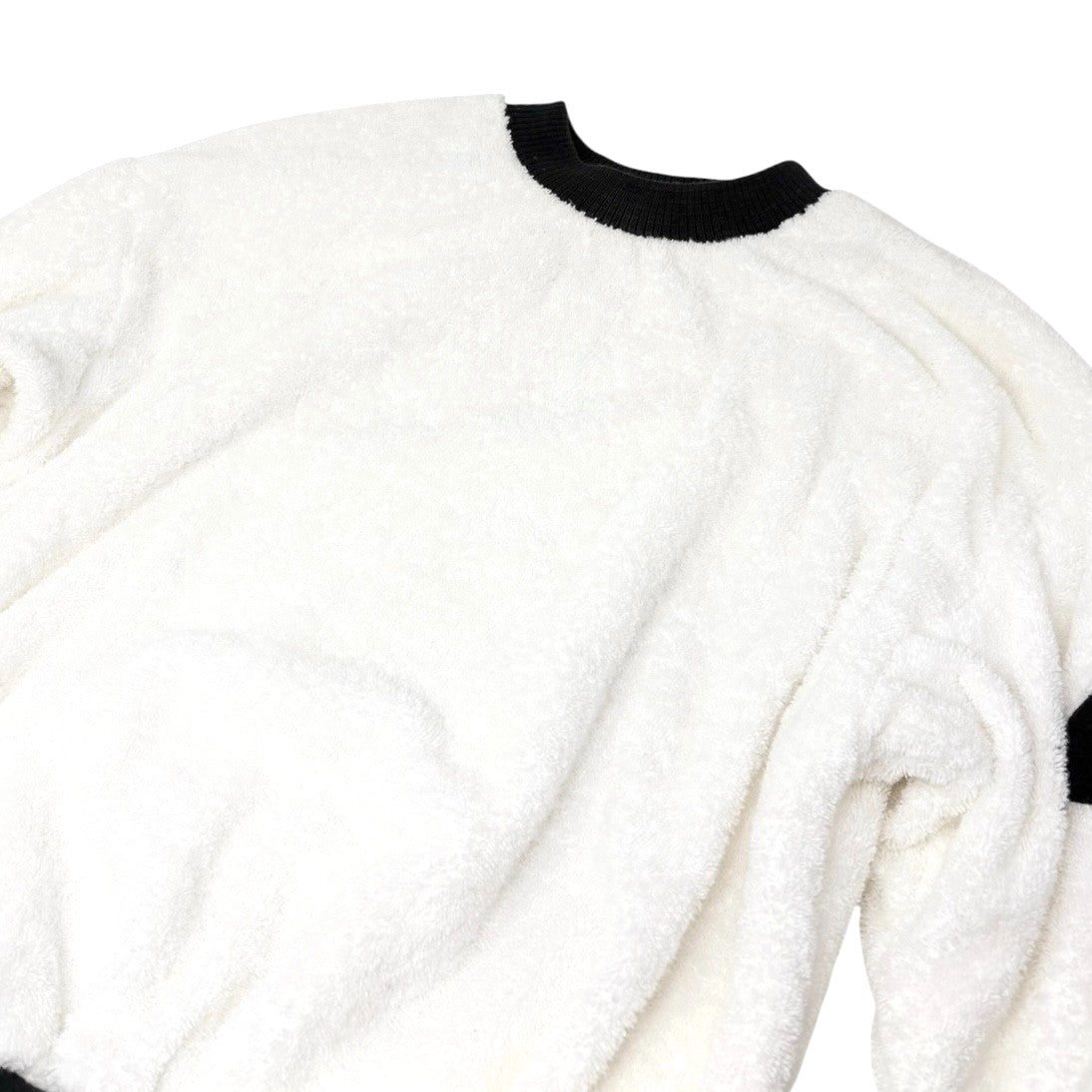 CHANEL Vintage CC Mark Logo Sweatshirt Terry Cloth White Black Cotton